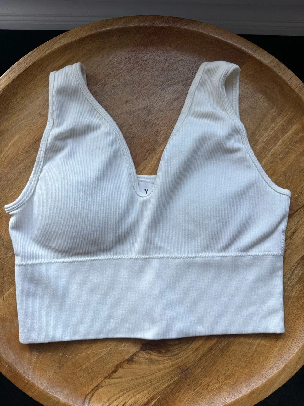 Yogalicious Cream Ribbed V-Notch Bralette